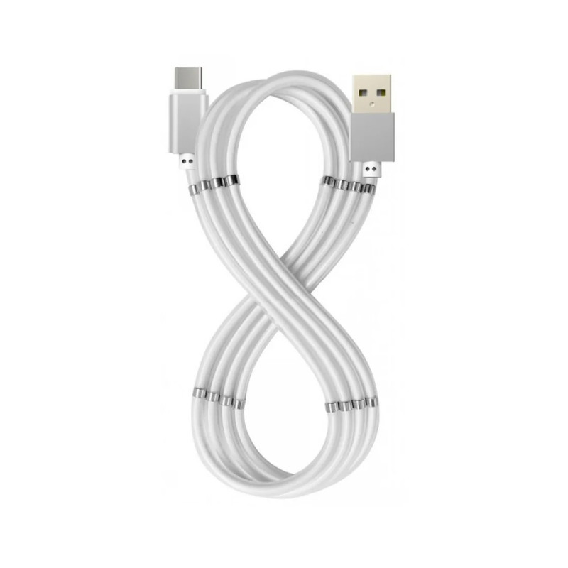 Celly USB-A 2.4 to USB-C 1m Magnetic Cable 60W - White - كابل